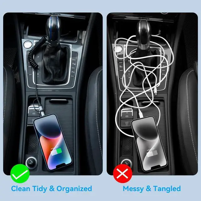 Alt view image 6 of 7 - Coiled Lightning Cable [2Pack 4FT] 4 in 1 Multi Charging Cable 60W Fast Charging Retractable Charger Cord for iPhone 17/16/15/14/13/12/11 Pro Max/XS MAX/XR/XS/X/8/7/6 Plus/iPad/AirPods/MacBook/CarPlay