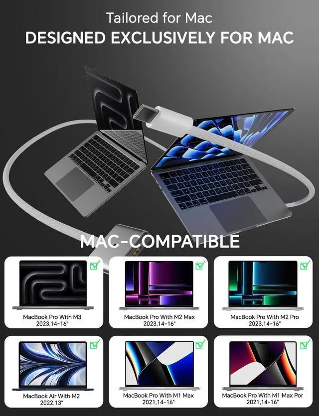 Alt view image 5 of 7 - 140W Charger for MacBook Pro 16 14 inch Mac Air 15 13 inch 2025 2024 2023 2022 2021 M1M4Original QualityType C Fast Charger Power Adapter & 6.6FT Type C to Magnetic 3 Cable LED Applicable 2021-2025