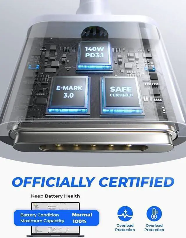 Alt view image 6 of 7 - USB-C to Magnetic 3 Cable (6.6FT Space Gray) Fit for MacBook Air Charger MagSafe Gen 3 Port 140W Magnetic Safe 3 Cable Fit for 2024 MacBook Pro 14 16 M4 2023 MacBook Air 13 15 M3 & More