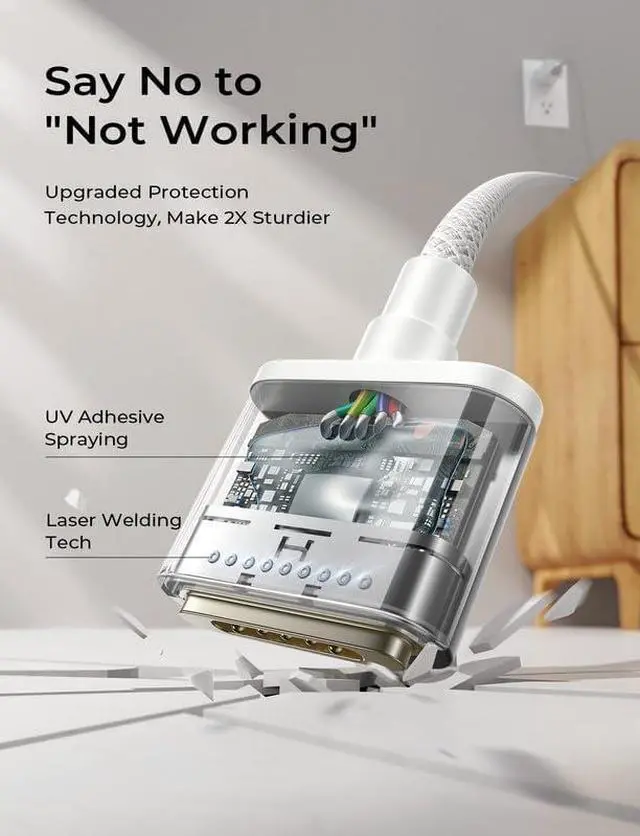 Alt view image 7 of 7 - USB-C to Magnetic 3 Cable (6.6FT Space Gray) Fit for MacBook Air Charger MagSafe Gen 3 Port 140W Magnetic Safe 3 Cable Fit for 2024 MacBook Pro 14 16 M4 2023 MacBook Air 13 15 M3 & More