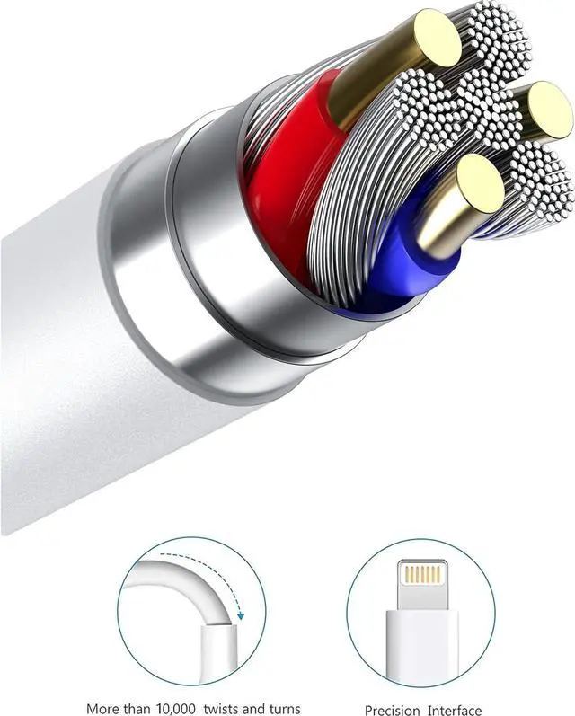Alt view image 3 of 7 - Apple MFi Certified iPhone Charger Cord 3ft Lightning Cable Fast Charging High Speed Data Sync USB Cable Compatible with iPhone 13/12/11 Pro Max/XS MAX/XR/XS/X/8/7/Plus/6S iPad AirPods