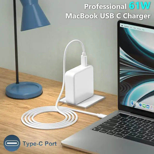 Alt view image 2 of 7 - Mac Book Pro Charger 61W USB C Charger Power Adapter for MacBook Pro 13 Inch/12 Inch for MacBook pro MacBook Air 13/12 Inch Type C Power Cord Supply