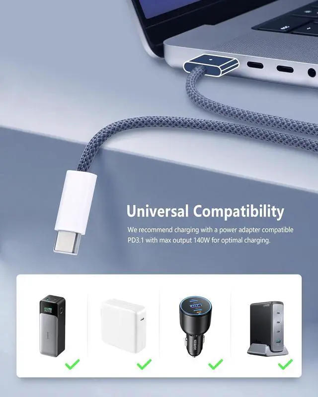 Alt view image 7 of 7 - USB-C to Magnetic 3 Fast Charging Cable (2 m/6.6 ft) USB C Cable Compatible with MacBook Air (15/13 M3 2024 15 M2 2023 13 M2 2022) MacBook Pro (16/14 2023/2021) Midnight Blue