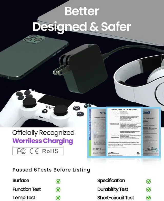 Alt view image 5 of 7 - 65W USB C Charger Universal Laptop Charger Type C Replacement for Mac Book Pro/Air  Steam Steak Deck    HP DJI LG Gram  Laptops and Smart Phone Tablets