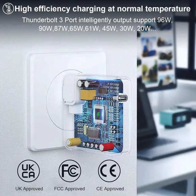 Alt view image 6 of 7 - Mac Book Pro Charger-96W USB C Power Adapter Compatible with MacBook Air/pro iPad Pro  Galaxy and All USB-C Devices Powerful Connect Original Quality