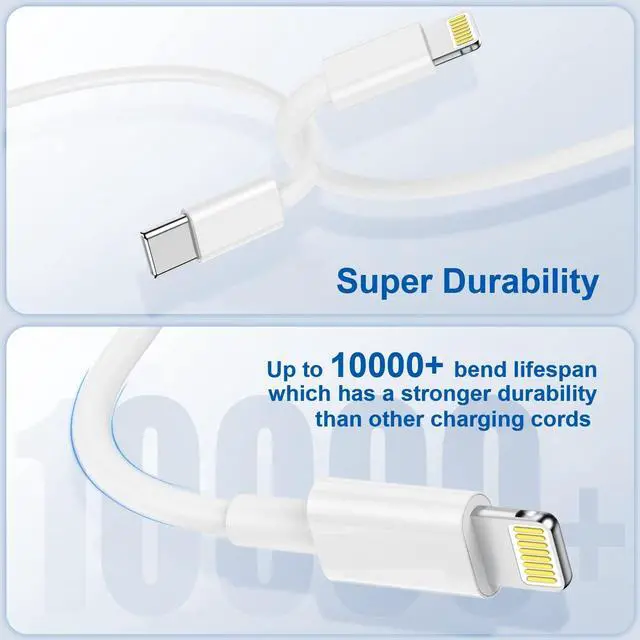 Alt view image 5 of 7 - Charger-Fast-Charging [MFi Certified] USB C to Lightning Cable iPhone Charger Cord Compatible for Apple iPhone - 3 Pack(6ft+6ft+10ft)