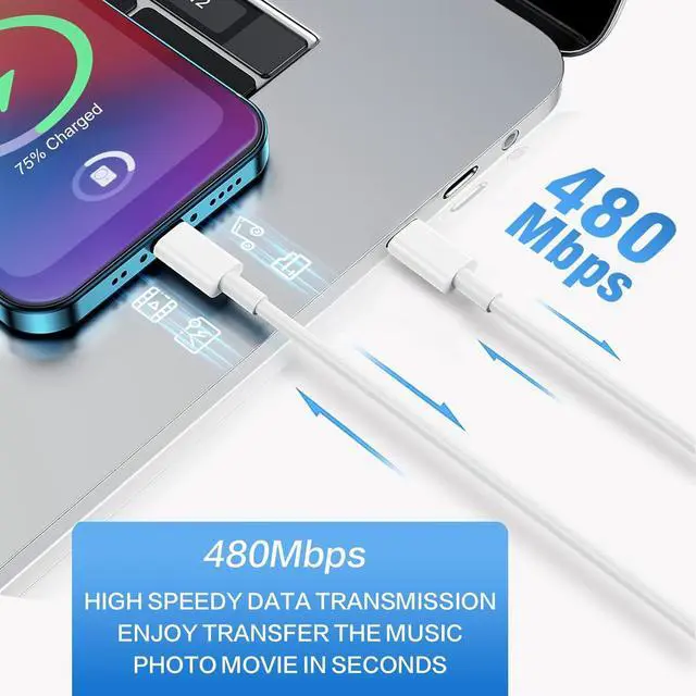 Alt view image 6 of 7 - Charger-Fast-Charging [MFi Certified] USB C to Lightning Cable iPhone Charger Cord Compatible for Apple iPhone - 3 Pack(6ft+6ft+10ft)