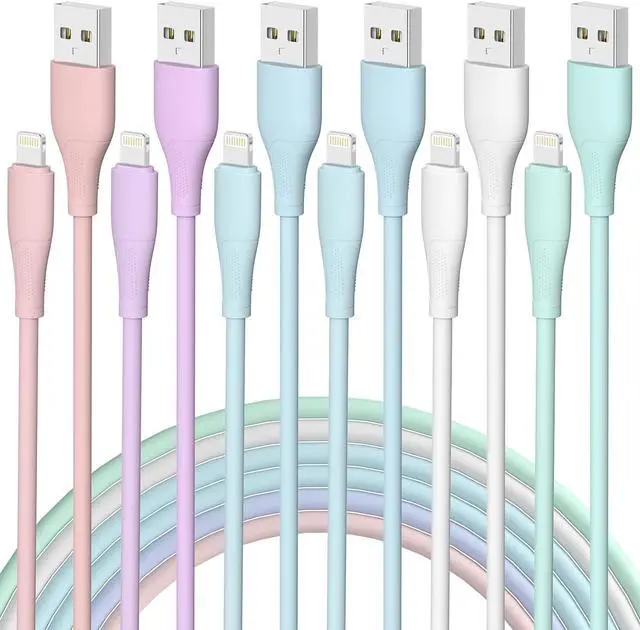Main image of 6Pack iPhone Charger Fast Charging 3/3/6/6/6/10 FT  MFi Certified Lightning Cable Compatible with iPhone 14 13 12 11 Pro Max XR XS X 8 7 6 Plus SE and More - Colorful