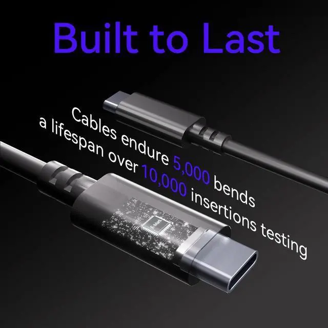 Alt view image 7 of 7 - USB C Charger Block 65W Fast Charging 3-Port USB C Charger with 5FT Cable Foldable Plug Design for Travel USB Charger Block Compatible with MacBook Tablet 16/15/14/Pro Galaxy S24 and More