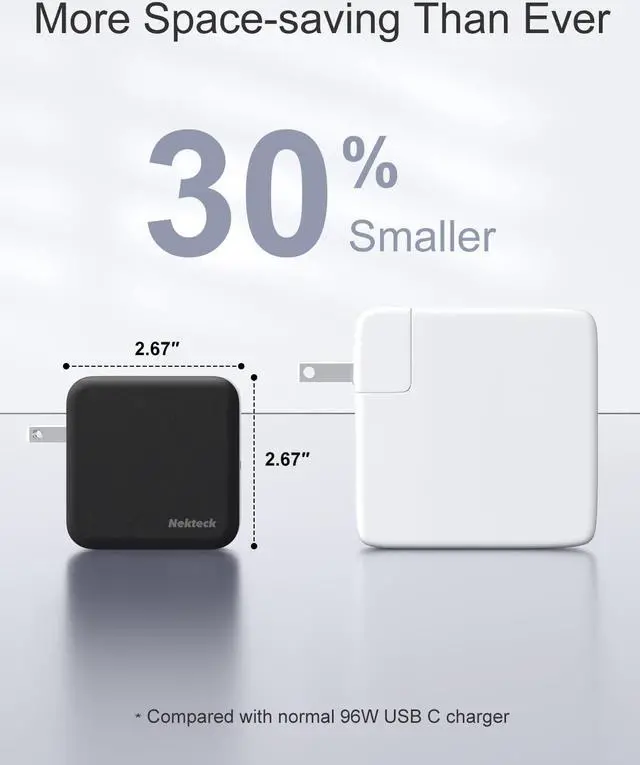 Alt view image 3 of 7 - 100W USB C Charger (GaN ) Mac Book Pro Charger Compact and Foldable Fast Charging Compatible with MacBook Air iPad Pro and All USB C Devices 6.6 ft USB C to USB C Cable Include