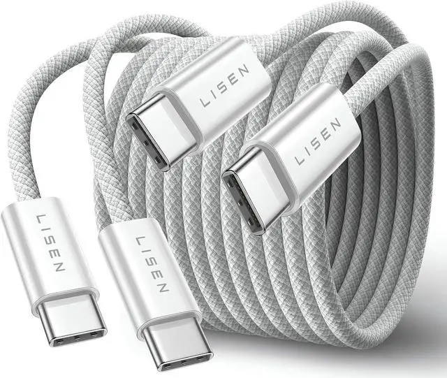 Main image of USB C to USB C Charger Cable 60W 2-Pack 6.6ft Type C Charging Cable Cord Fast Charging USBC to USBC Cable for iPhone 15 Pro Max Plus  S23 S22 Note 20 Ultra iPad Pro Air Mini MacBook Air