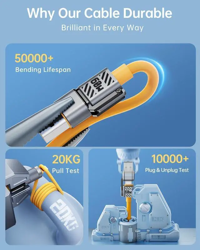 Alt view image 5 of 7 - 4 in 1 USB C Cable 60W Compatible With Lightning Cable Fast Charging & Data Transfer, Multi Charger Cord Combo for iPhone iPad Charger Wire with L/Type C/USB A for iPhone 16/15/Macbook, Yellow