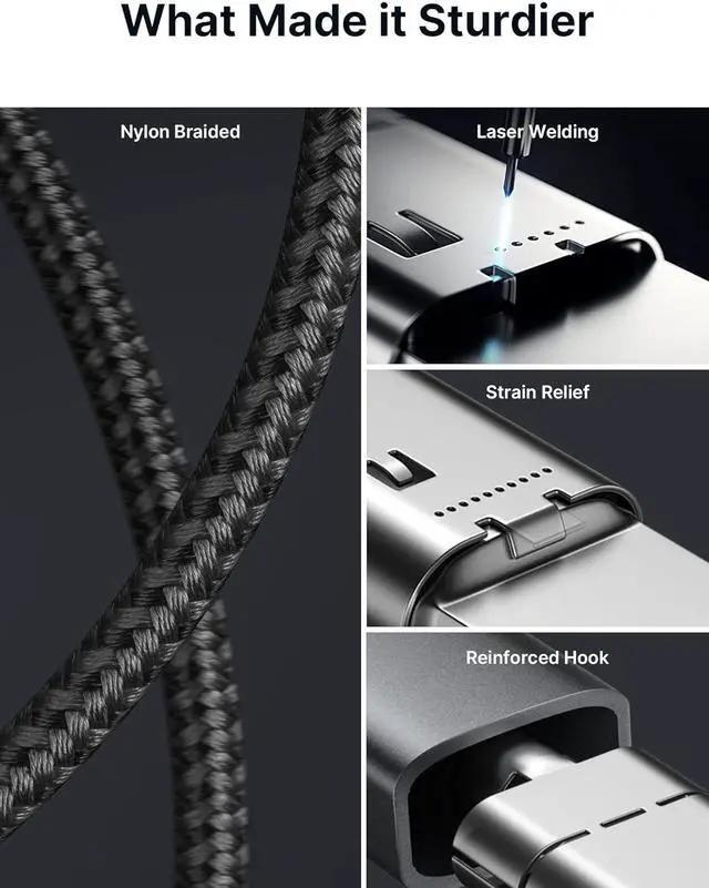 Alt view image 6 of 7 - 100W USB C to USB C Cable [2-Pack 6.6FT] Type C Fast Charging Cable Compatible with iPhone 16/16 Plus/16 Pro/16 Pro Max iPhone 15 Series Galaxy S24/S23/S22 Car Play MacBook iPad Pixel-Grey