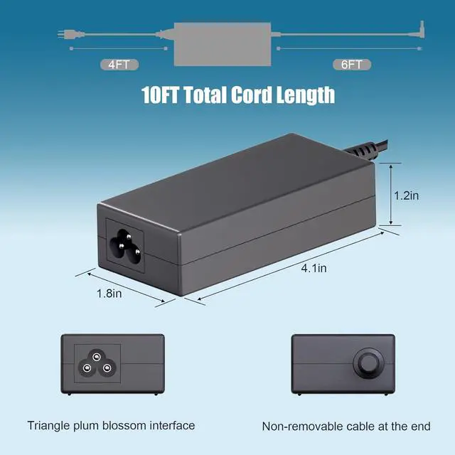 Alt view image 4 of 7 - 65W 45W AC Charger Fit for HP Probook 440 445 450 455 470 640 650 G10 G9 G8 G7 G6 G5 G4 G3 G2 Elitebook 845 840 for HP Pavilion x360 11 13 14 15 17 Envy X360 Blue Tip Laptop Adapter Power Cord (65W)