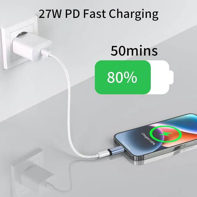 Alt view image 4 of 7 - USB C Type C to Lightning Adapter [3Pack] 1.8-2.2A 15W Fast Charging Lightning to USB Type C Cable Adapter Support Data Sync iPhone 14/13/12/11/pro/mini/iPad/Airpods Compatible Not for Audio/OTG
