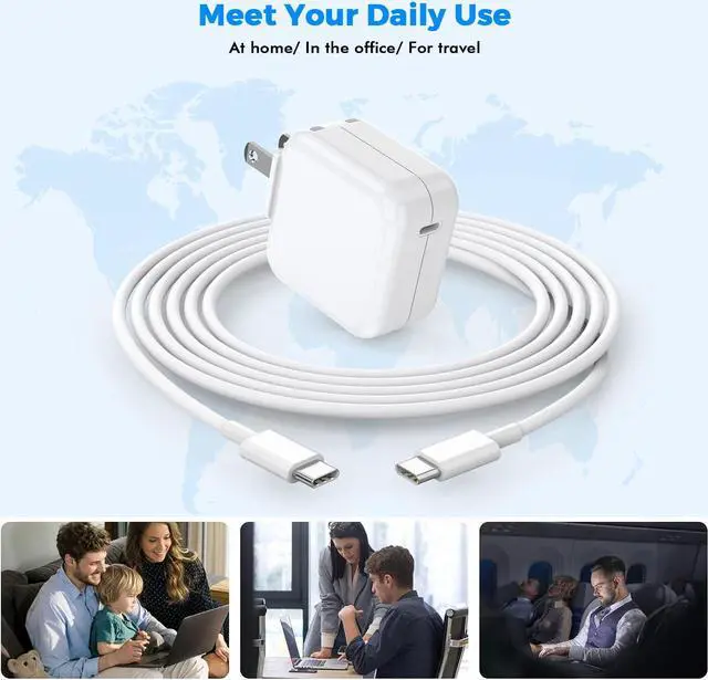 Alt view image 6 of 7 - USB C Charger for MacBook Air MacBook Pro 13 14 15 16 inch,M1 M2 M3 Apple Laptop Charge,2Pack 30W USBC Power Adapter,Compatible with iPad,iPhone 15 Pro Max,10FT Extra Long Cable mac Book pro,iPad Pro