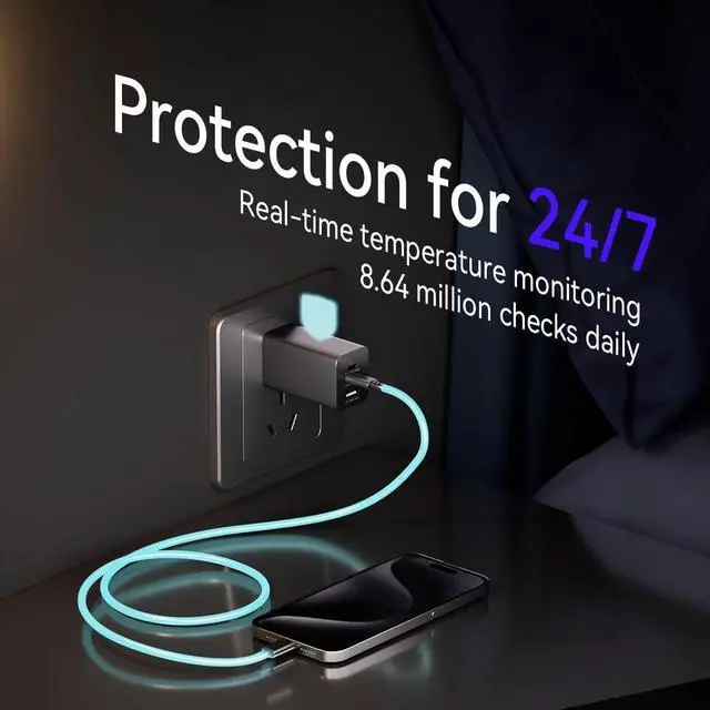 Alt view image 5 of 7 - USB C Charger Block 65W Fast Charging 3-Port USB C Charger with 5FT Cable Foldable Plug Design for Travel USB Charger Block Compatible with MacBook Tablet 16/15/14/Pro Galaxy S24 and More