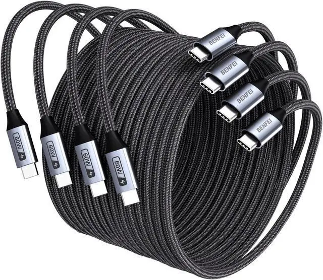 Main image of USB C Fast Charging 60W Cable 4-Pack(3.3ft/3.3ft/6.6ft/6.6ft) Nylon Braided Cable for iPhone 15/15 Pro/15 Plus/15 Pro Max iPad mini MacBook  Galaxy S23