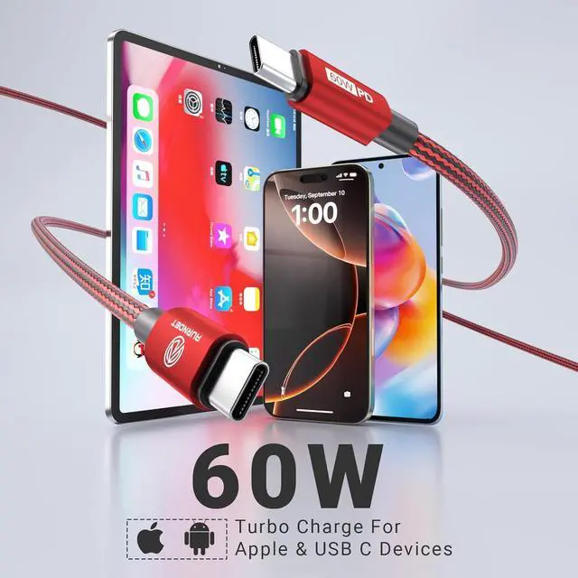 Alt view image 2 of 7 - USB C Cable 4 Pack 10FT USB C to USB C Cable Type C Cable Fast Charging USB C Charger Cable Compatible with iPhone 16 15 Pro/Pro Max/Plus for  Galaxy Series MacBook and More