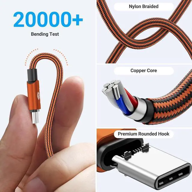 Alt view image 3 of 7 - USB C Cable 4 Pack 10FT USB C to USB C Cable Type C Cable Fast Charging USB C Charger Cable Compatible with iPhone 16 15 Pro/Pro Max/Plus for  Galaxy Series MacBook and More