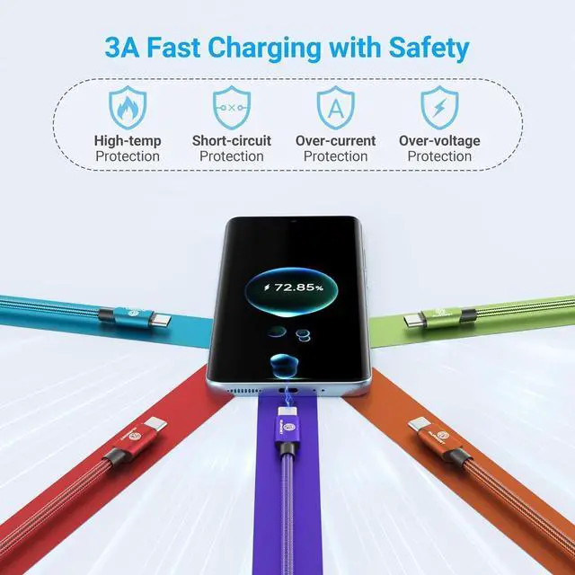 Alt view image 5 of 7 - USB C Cable 4 Pack 10FT USB C to USB C Cable Type C Cable Fast Charging USB C Charger Cable Compatible with iPhone 16 15 Pro/Pro Max/Plus for  Galaxy Series MacBook and More