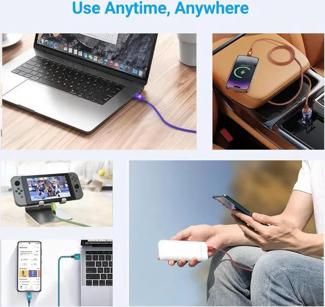 Alt view image 7 of 7 - USB C Cable 4 Pack 10FT USB C to USB C Cable Type C Cable Fast Charging USB C Charger Cable Compatible with iPhone 16 15 Pro/Pro Max/Plus for  Galaxy Series MacBook and More