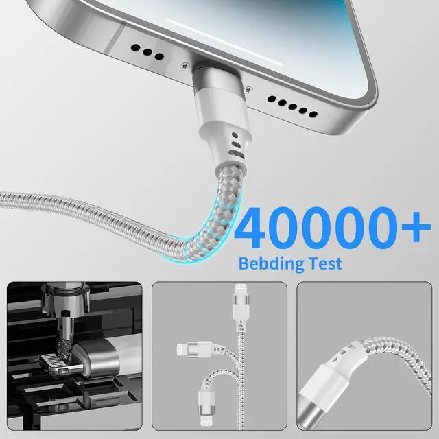 Alt view image 5 of 7 - Short USB C to Lightning Cable 1ft 3Pack 12 inch USB C to iPhone Charger Cord Braided Short Type C to Lightning Cable Fast Charging for iPhone 14 13 12 11 Pro Max Mini XR XS SE iPad (Sliver)