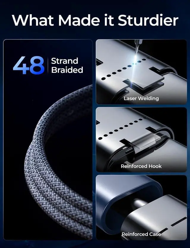 Alt view image 5 of 6 - 240W USB C to USB C Cable Type C Fast Charging Cord iPad Charging Cable for iPad Pro/Air/Mini iPhone 16/16 Pro/16 Plus/16 Pro Max Google Pixel  Galaxy S24 Ultra 6.6FT/Black