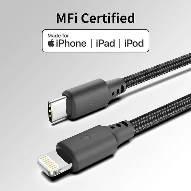Alt view image 2 of 7 - 6 inch Short USB C to Lightning Cable 3Pack [MFi Certified] Braided Type C to Lightning Cable PD Fast Charging 0.5FT USB C iPhone Charger Cord for iPhone 14/13/12/11Pro/X/XR/8/7/6s/Plus/SE/iPad