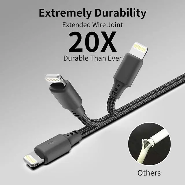 Alt view image 7 of 7 - 6 inch Short USB C to Lightning Cable 3Pack [MFi Certified] Braided Type C to Lightning Cable PD Fast Charging 0.5FT USB C iPhone Charger Cord for iPhone 14/13/12/11Pro/X/XR/8/7/6s/Plus/SE/iPad