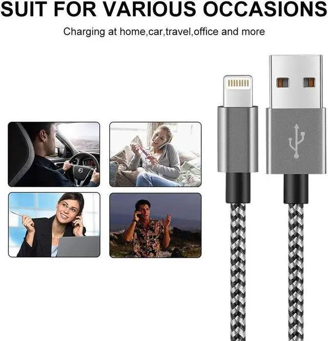 Alt view image 7 of 7 - Short i-Phone Charger Cable 4Pack 1FT USB A to Lightning Cable Braided Fast Charging for iPhone 14 13 12 11 Pro Max/XS XR Max 8 7 6 Plus/ Pad for Car