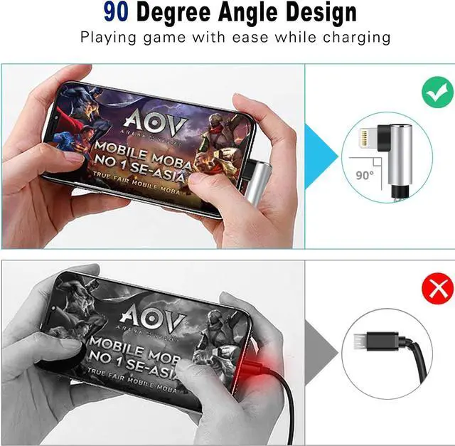 Alt view image 2 of 7 - USB C to Lightning Cable 2Pack Apple MFi Certified iPhone Fast Charging Cords Type C Lightning Cable 90 Degree iPhone Cable Nylon for iPhone 14 13 12 11 Pro Max X XS XR 8 7 6s Plus SE (3FT Sliver)