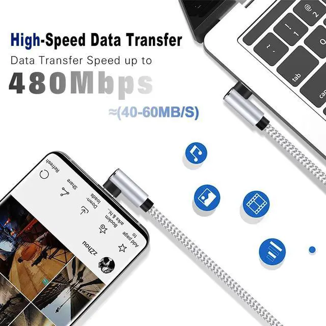 Alt view image 5 of 7 - USB C to Lightning Cable 2Pack Apple MFi Certified iPhone Fast Charging Cords Type C Lightning Cable 90 Degree iPhone Cable Nylon for iPhone 14 13 12 11 Pro Max X XS XR 8 7 6s Plus SE (3FT Sliver)