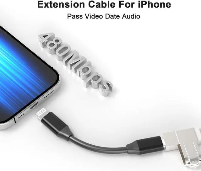 Alt view image 5 of 7 - iPhone Charger Extender Cable 1Ft [Apple MFi Certified] Lightning Male to Female Charge Cord Fast Charging Sync Data Cable Compatibility for iPhone 14 13 13 Pro Max 12 11 8 7 6 Connector Dongle Black