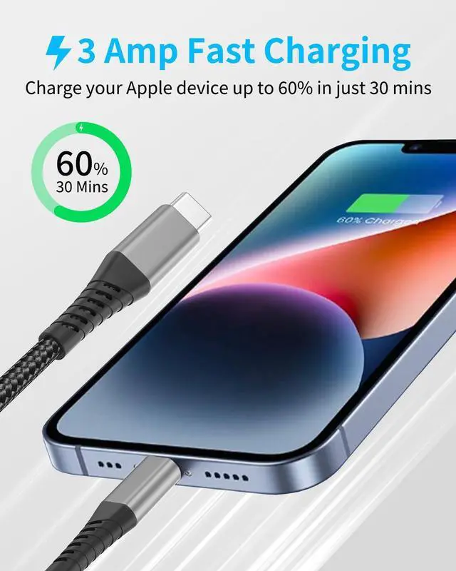 Alt view image 4 of 7 - USB C to Lightning Cable 3FT [MFi Certified] 3-Pack iPhone Cord 3FT Fast Charging Compatible with iPhone 14 13 12 11 Pro Max XR XS X 8 SE  Devices