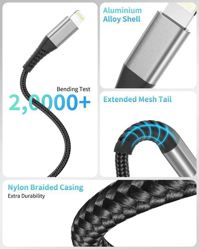 Alt view image 6 of 7 - USB C to Lightning Cable 3FT [MFi Certified] 3-Pack iPhone Cord 3FT Fast Charging Compatible with iPhone 14 13 12 11 Pro Max XR XS X 8 SE  Devices