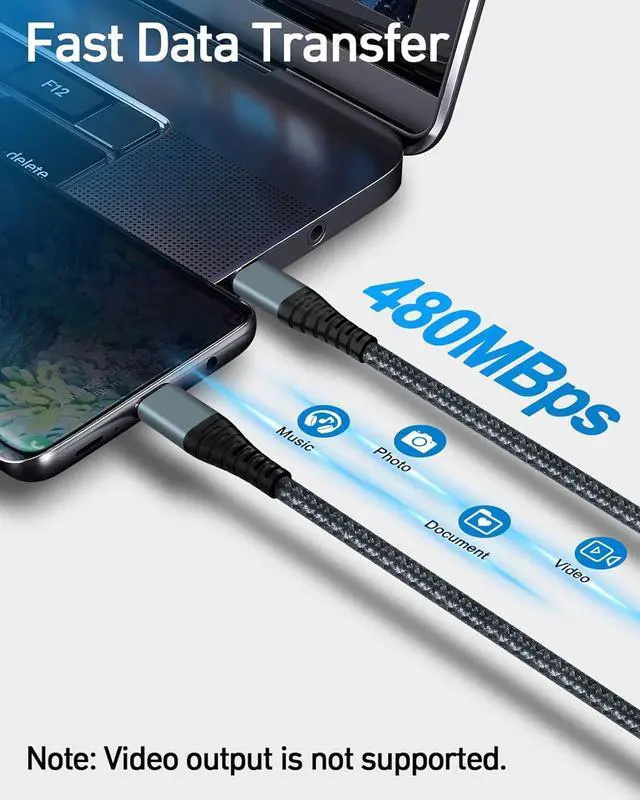 Alt view image 4 of 7 - 100W USB C to USB C Cable 2pcs 6ft Fast Charger Cable Nylon Braided USB C Cord for iPhone 15/Pro/Pro Max/Plus/MacBook/Air/Pro/Mac Studio/Mini/iPad Pro/Air/Mini/Watch/ Galaxy/Tablets/Laptops