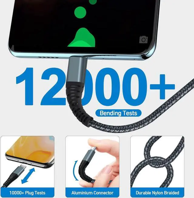 Alt view image 5 of 7 - 100W USB C to USB C Cable 2pcs 6ft Fast Charger Cable Nylon Braided USB C Cord for iPhone 15/Pro/Pro Max/Plus/MacBook/Air/Pro/Mac Studio/Mini/iPad Pro/Air/Mini/Watch/ Galaxy/Tablets/Laptops