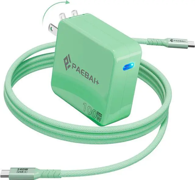 Main image of Mac Book Pro Charger 100W USB C Charger GaN Foldable Compact Wall Fast Charger for MacBook Air iPhone 16 15 Series  Galaxy iPad Pro and All USB-C Devices 6.6ft Type C Cable