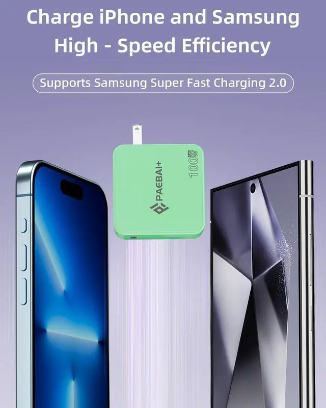 Alt view image 4 of 7 - Mac Book Pro Charger 100W USB C Charger GaN Foldable Compact Wall Fast Charger for MacBook Air iPhone 16 15 Series  Galaxy iPad Pro and All USB-C Devices 6.6ft Type C Cable