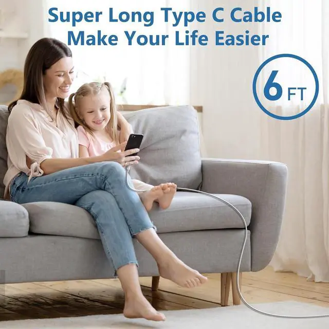 Alt view image 7 of 7 - for Macbook Air Charger Cord 4Pack 6ft USB C to USBC Cable 60W Long Type C to Type-C Fast Charging for iPhone 15/Plus/Pro Max for MacBook Pro 2021/2020/2019/2018 fits iPad Pro/Mini 6/Air 4/5