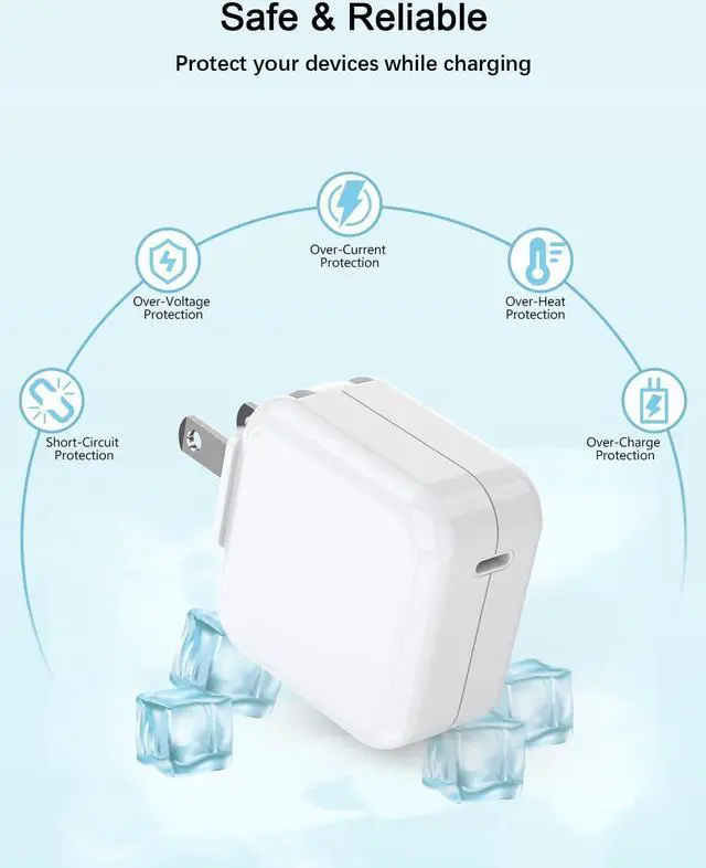 Alt view image 3 of 7 - Mac Book Air Charger - 30W USB C Charger Block PD 3.0 Fast Charging Power Adapter Plug for MacBook Pro/Air ipad Pro/Air/mini iPhone 17 16 15 14 13 12 /Pro/Pro Max/Plus/Mini/SE/XR and All USB C Device