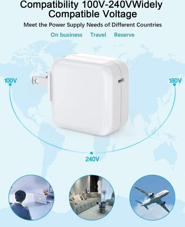Alt view image 6 of 7 - Mac Book Air Charger - 30W USB C Charger Block PD 3.0 Fast Charging Power Adapter Plug for MacBook Pro/Air ipad Pro/Air/mini iPhone 17 16 15 14 13 12 /Pro/Pro Max/Plus/Mini/SE/XR and All USB C Device