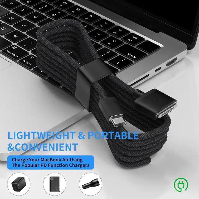 Alt view image 2 of 7 - 140W USB-C to Magnetic 3 Cable 6.6FT/2M Magnetic Charging Cable for MacBook Air 2024 M3 13/15inch MacBook Pro 2023 M2 Pro & Max 14 16 MacBook Air 2022/2023 M2 MacBook Pro 2021 Max&M1 14 16