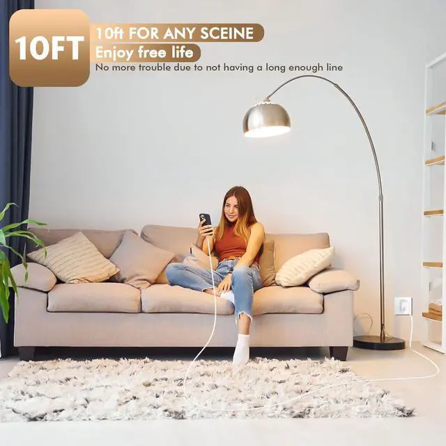 Alt view image 7 of 7 - [Apple MFi Certified]10FT Fast iPhone Charger Extra Long Apple Charger Fast Charging 2Pack 20W USB C Charger Block Plug + 10Foot Lightning Cable Cord for iPhone 14/Pro/Pro Max/Plus/13/12/11/XS/XR/X/SE