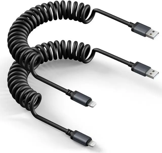 Main image of Coiled USB to Lightning Cable [Apple MFi Certified] Coiled Lightning Cable for iPhone 14/13/12/11 Fast Charging Carplay Charger Cable for iPhone 14 Pro Max/Pro/Plus/iPad