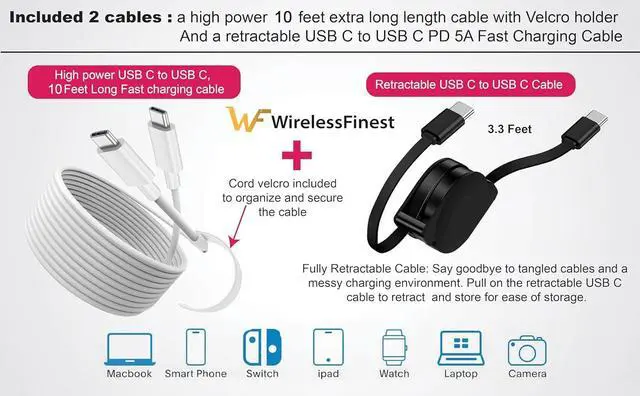 Alt view image 3 of 7 - Fast Powerful 118W USB C MacBook Pro Charger for MacBook Pro Air 13 14 15 16 Inch Mac Book Laptop Retina M2 M1 2023 2022 Computer iPad Pro  Galaxy + All USB C Device Include 2X Charging Cable