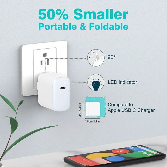 Alt view image 5 of 7 - 30W USB C Charger for iPad Pro 13 12.9 11 inch 2024 2023 2022 2021 2020 2019 M4 M2 M1 iPad Air 5 4 M3 M2 Mini 6 A17 Pro iPad 10 A16 MacBook Air iPhone 16 15 Pixel 8 7 Pro 6.6ft USB-C Cable