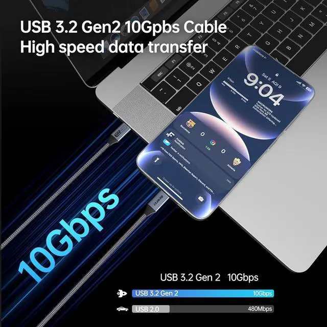 Alt view image 4 of 7 - USB C to USB C Monitor Cable(4K@120Hz) 100W PD Fast Charge 10Gbps Data Transfer 3ft Tangle-Free Silicone USB-C Cable [Aluminum Shell Woven Design]