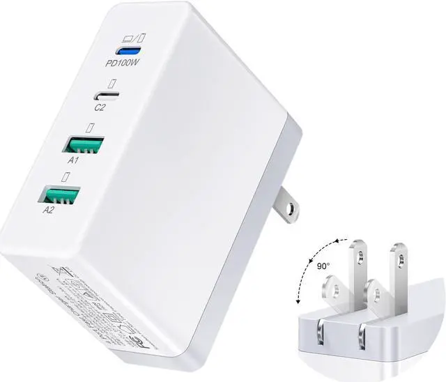 Main image of 120W GaN USB C Charger Block Foldable 4Ports 100W PD Laptop Fast Charging Blocks USB C Wall Charger Power Adapter for MacBook Pro iPhone 16 iPad Pro Tablet Chromebook